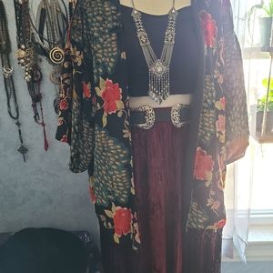 Xhilaration Velvet Burn Out Kimono M/L